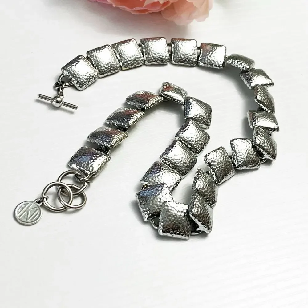 Anne Klein II Vintage Silver Tone Textured Necklace